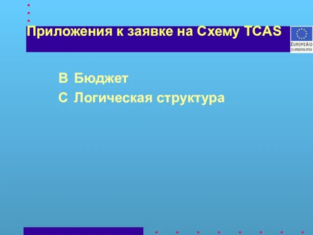 Приложения к заявке на Схему TCAS B Бюджет C Логическая структура