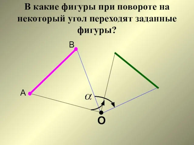 В какие фигуры при повороте на некоторый угол переходят заданные фигуры? А В О