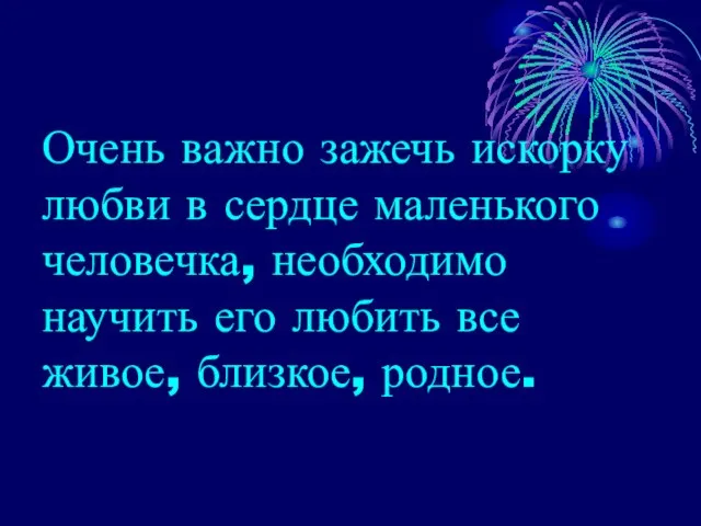 Очень важно зажечь искорку любви в сердце маленького человечка, необходимо научить его