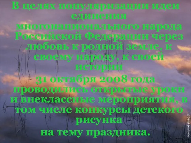 В целях популяризации идеи единения многонационального народа Российской Федерации через любовь к