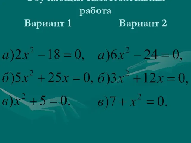 Обучающая самостоятельная работа Вариант 1 Вариант 2