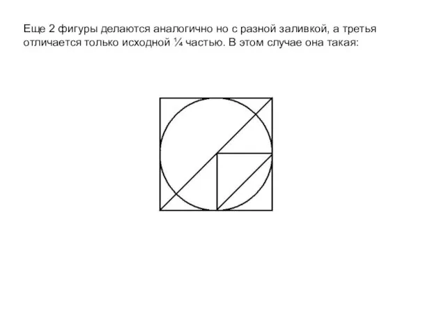 Еще 2 фигуры делаются аналогично но с разной заливкой, а третья отличается