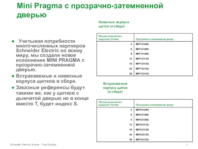 Mini Pragma c прозрачно-затемненной дверью Учитывая потребности многочисленных партнеров Schneider Electric по