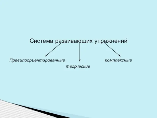 Система развивающих упражнений Правилоориентированные комплексные творческие