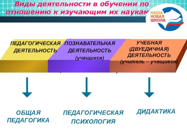 Виды деятельности в обучении по отношению к изучающим их наукам ПОЗНАВАТЕЛЬНАЯ ДЕЯТЕЛЬНОСТЬ