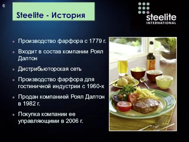 Steelite - История Производство фарфора с 1779 г. Входит в состав компании