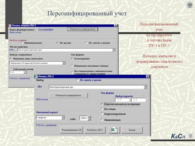 Персонифицированный учет на предприятии в составе форм ПУ-1 и ПУ-2 Функции контроля