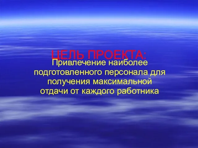 ЦЕЛЬ ПРОЕКТА: Привлечение наиболее подготовленного персонала для получения максимальной отдачи от каждого работника