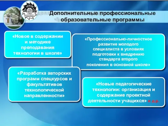 «Новое в содержании и методике преподавания технологии в школе» «Профессионально-личностное развитие молодого