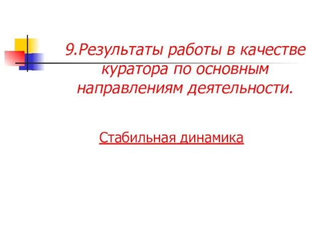 9.Результаты работы в качестве куратора по основным направлениям деятельности. Стабильная динамика