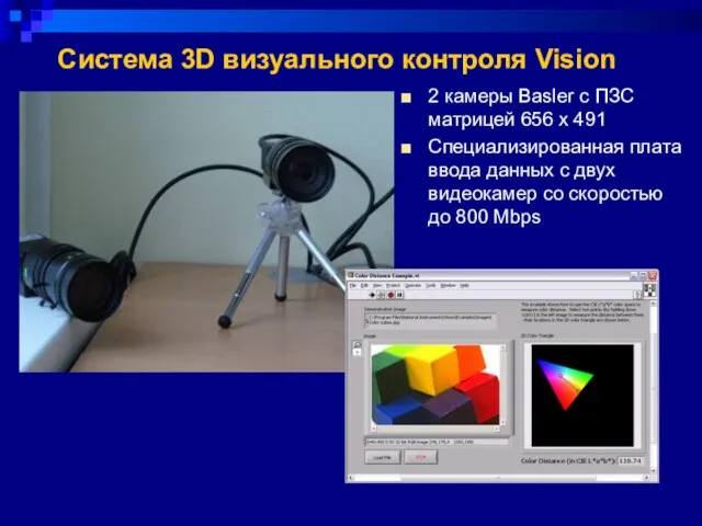 Система 3D визуального контроля Vision 2 камеры Basler с ПЗС матрицей 656