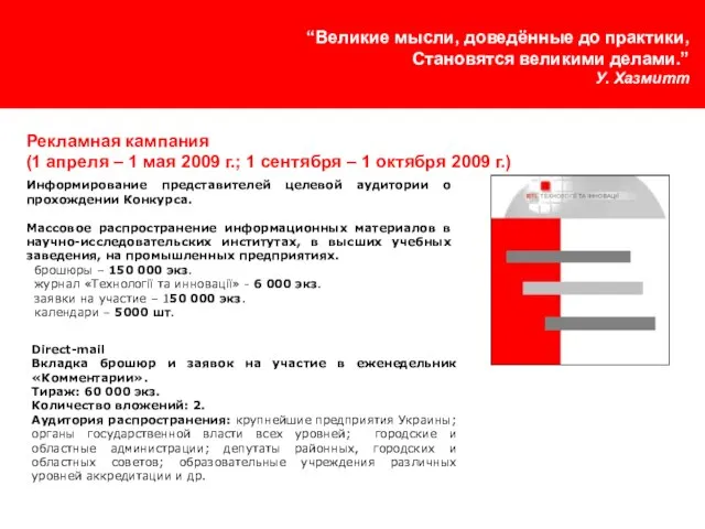Рекламная кампания (1 апреля – 1 мая 2009 г.; 1 сентября –