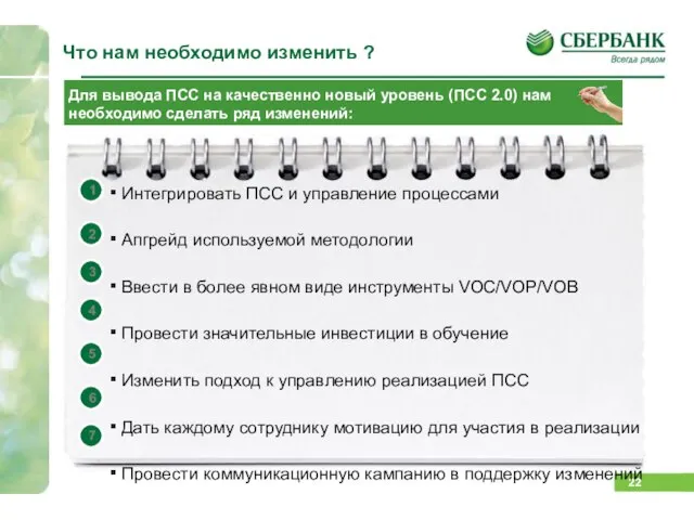 Что нам необходимо изменить ? Для вывода ПСС на качественно новый уровень