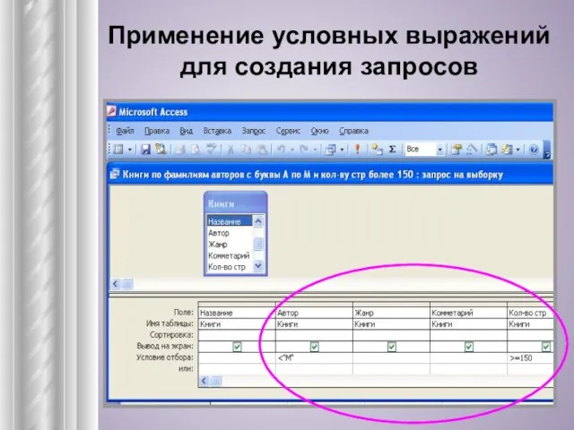 Применение условных выражений для создания запросов