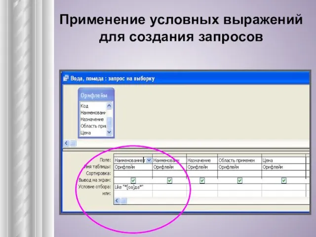 Применение условных выражений для создания запросов