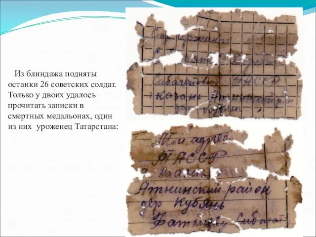 Из блиндажа подняты останки 26 советских солдат. Только у двоих удалось прочитать