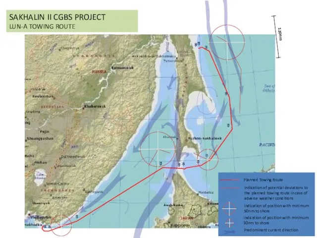 Page SAKHALIN II CGBS PROJECT LUN-A TOWING ROUTE Planned Towing Route Indication