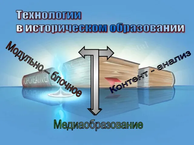 Технологии в историческом образовании Модульно – блочное Медиаобразование Контент - анализ