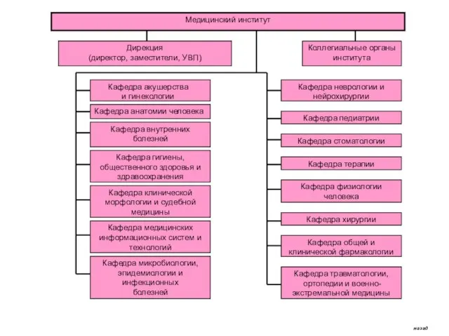 Медицинский институт Кафедра акушерства и гинекологии Кафедра анатомии человека Кафедра внутренних болезней