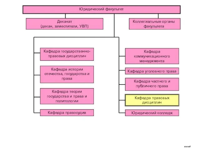 Кафедра государственно-правовых дисциплин Кафедра истории отечества, государства и права Кафедра теории государства