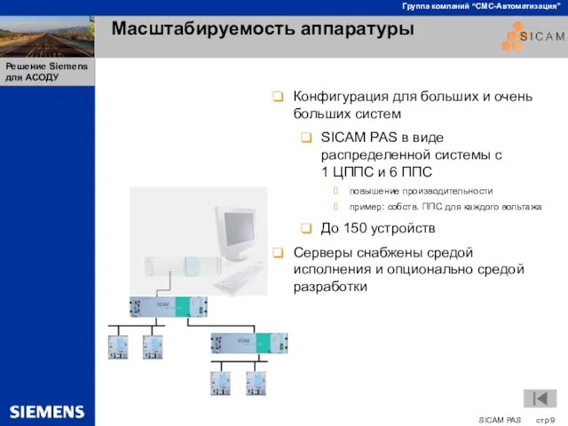 Масштабируемость аппаратуры Конфигурация для больших и очень больших систем SICAM PAS в