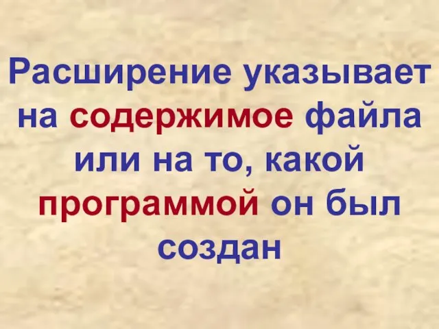 Расширение указывает на содержимое файла или на то, какой программой он был создан