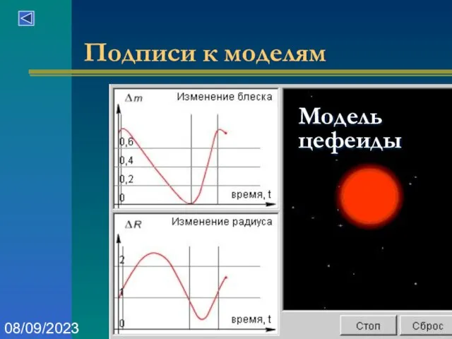 Оформление презентаций 08/09/2023 Подписи к моделям Модель цефеиды