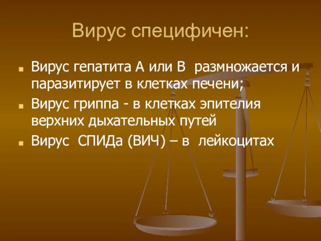 Вирус специфичен: Вирус гепатита А или В размножается и паразитирует в клетках