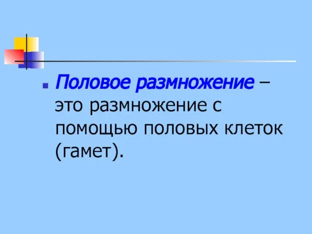 Половое размножение – это размножение с помощью половых клеток (гамет).