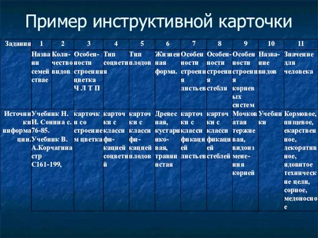 Пример инструктивной карточки