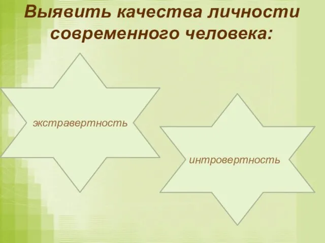 Выявить качества личности современного человека: экстравертность интровертность