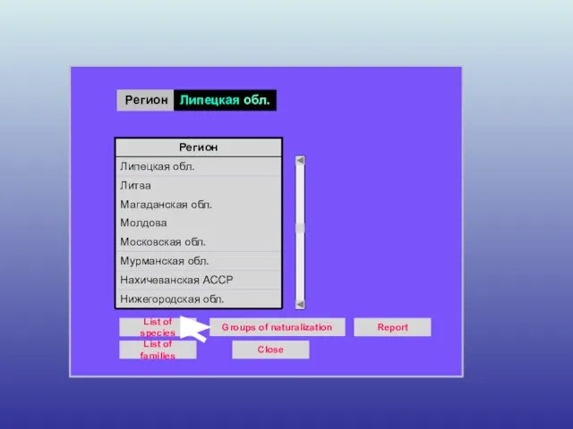 Регион Липецкая обл. List of species List of families Report Close Groups of naturalization