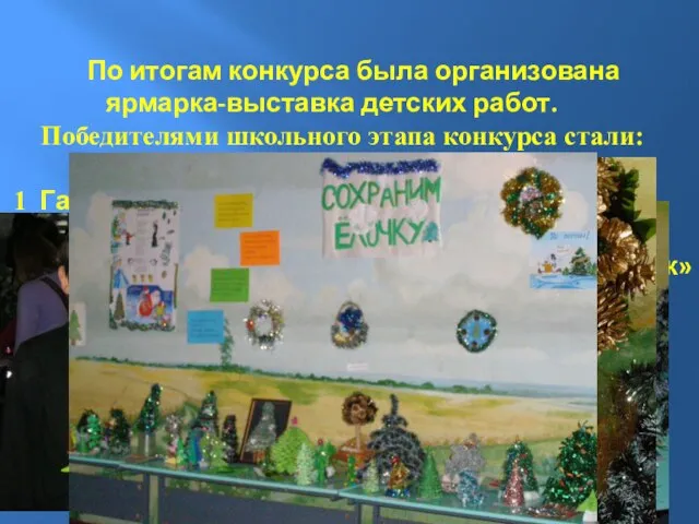 Акция «Сбереги ёлочку- 2010». По итогам конкурса была организована ярмарка-выставка детских работ.