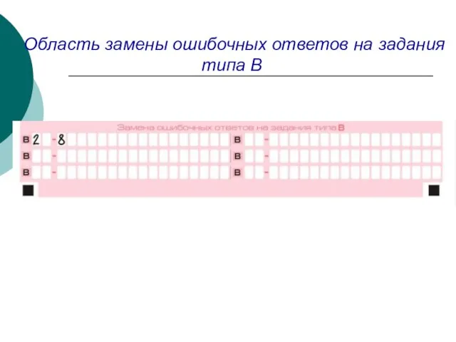 Область замены ошибочных ответов на задания типа В