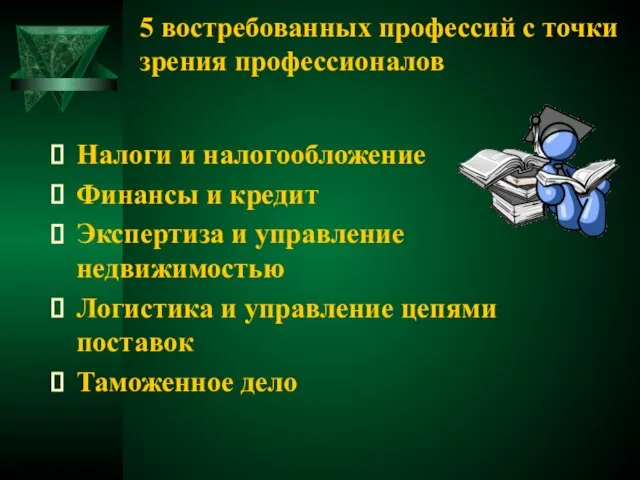 5 востребованных профессий с точки зрения профессионалов Налоги и налогообложение Финансы и