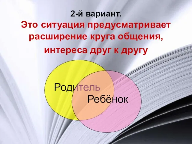 2-й вариант. Это ситуация предусматривает расширение круга общения, интереса друг к другу