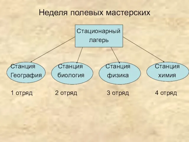 Неделя полевых мастерских Стационарный лагерь Станция Станция Станция Станция География биология физика