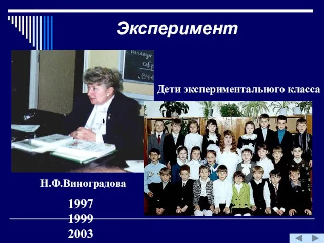Эксперимент 1997 1999 2003 Н.Ф.Виноградова Дети экспериментального класса