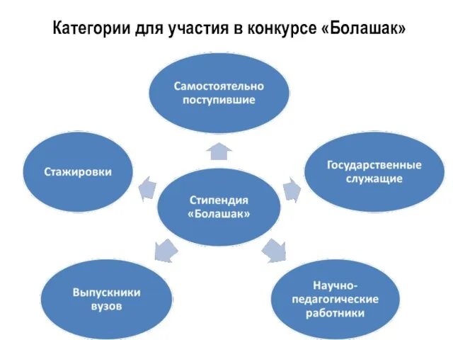 Категории для участия в конкурсе «Болашак»