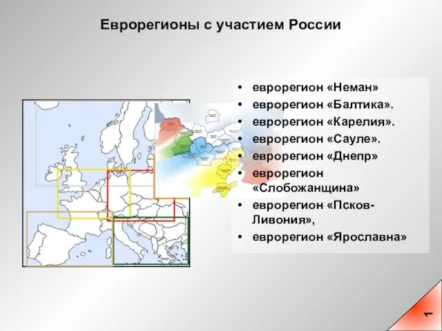 Еврорегионы с участием России еврорегион «Неман» еврорегион «Балтика». еврорегион «Карелия». еврорегион «Сауле».