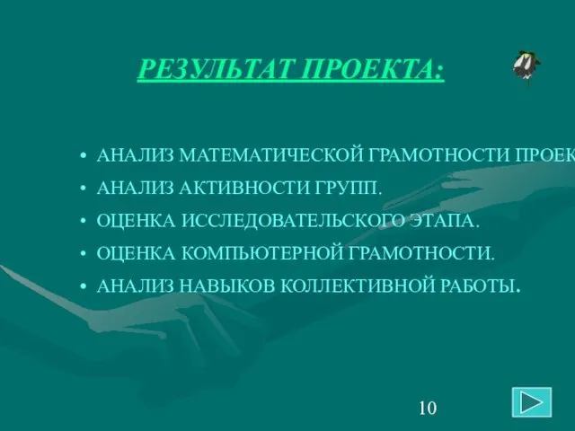 РЕЗУЛЬТАТ ПРОЕКТА: АНАЛИЗ МАТЕМАТИЧЕСКОЙ ГРАМОТНОСТИ ПРОЕКТА АНАЛИЗ АКТИВНОСТИ ГРУПП. ОЦЕНКА ИССЛЕДОВАТЕЛЬСКОГО ЭТАПА.