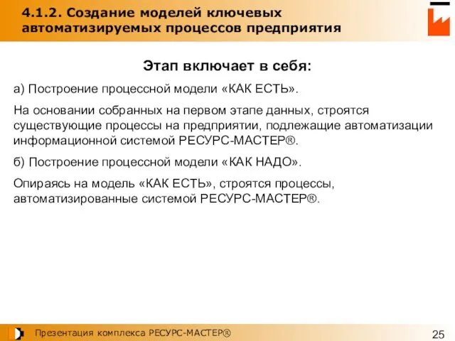 4.1.2. Создание моделей ключевых автоматизируемых процессов предприятия Этап включает в себя: а)