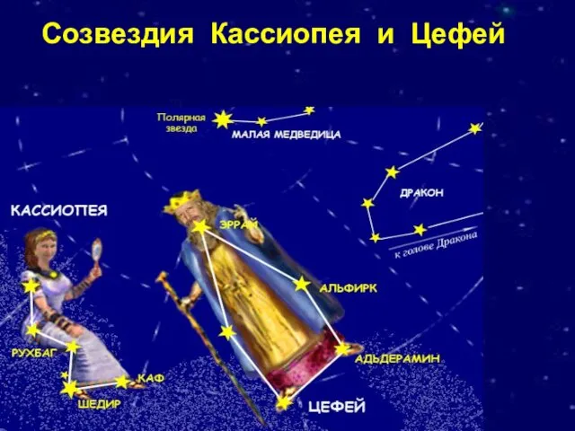 Созвездия Кассиопея и Цефей