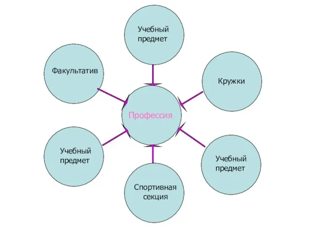 Профессия Учебный предмет Учебный предмет Учебный предмет Факультатив Кружки Спортивная секция