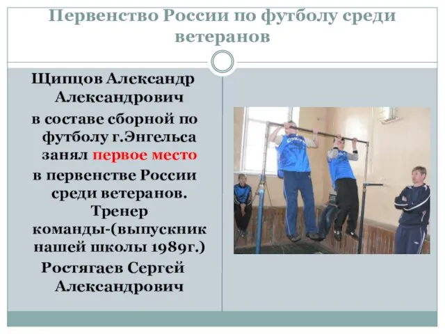 Первенство России по футболу среди ветеранов Щипцов Александр Александрович в составе сборной