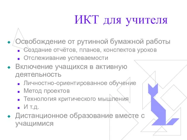 ИКТ для учителя Освобождение от рутинной бумажной работы Создание отчётов, планов, конспектов