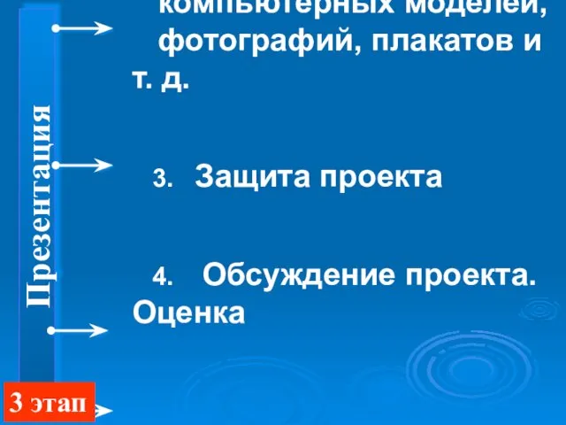 1. Выбор способов представления результатов. Обсуждение сценария презентации. Распределение ролей 2. Подготовка