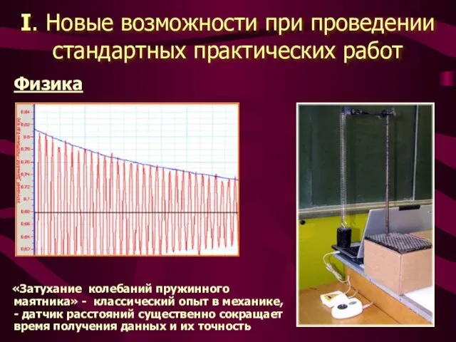 I. Новые возможности при проведении стандартных практических работ «Затухание колебаний пружинного маятника»