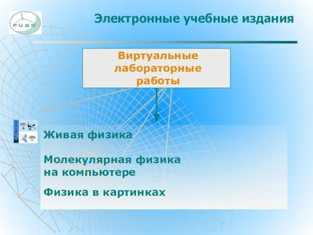 Электронные учебные издания Виртуальные лабораторные работы Живая физика Молекулярная физика на компьютере Физика в картинках