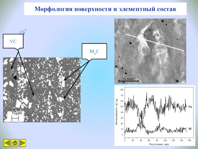 Морфология поверхности и элементный состав М6С VC